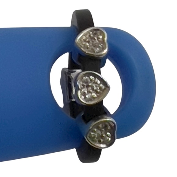 Estate Sterling Silver Sliding Heart Charm Ring Black Uncleaned & Unresearched - Picture 4 of 16